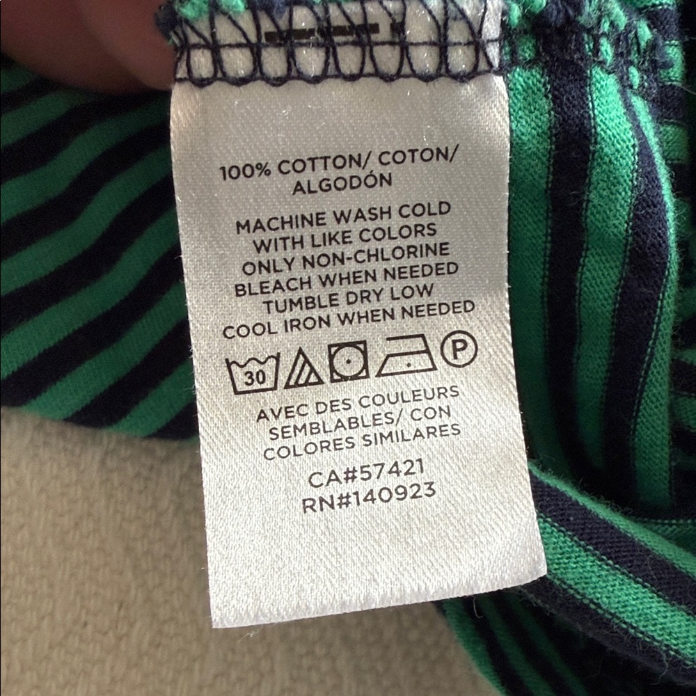 LOFT Blue & Green Striped V-Neck Short Sleeve Tee - Picture 2 of 5